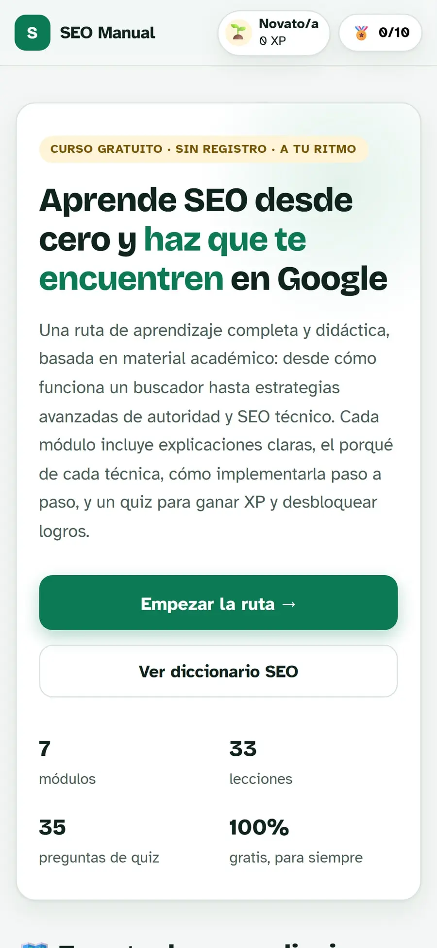 SEO Manual en un móvil